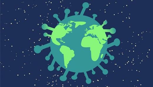 Plaatje van een wereldbol als Coronavirus